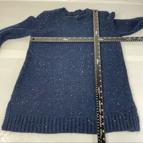 Ann‎ Taylor Navy Blue Marled Speckled Sweater Scalloped Neck Womens Size Small S - Picture 4 of 8